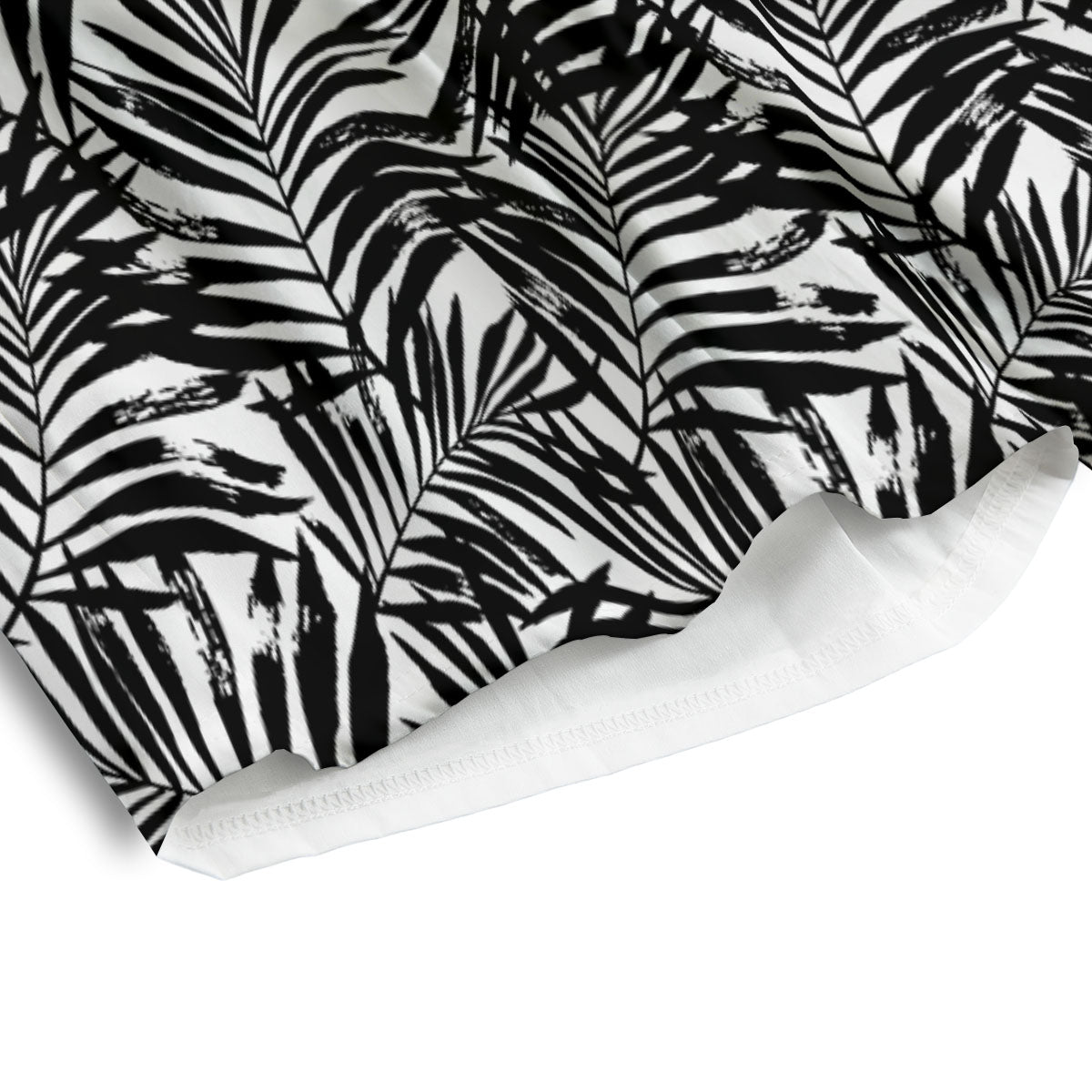 Tropical Palm Leaf White And Black Print Men's Athletic Shorts