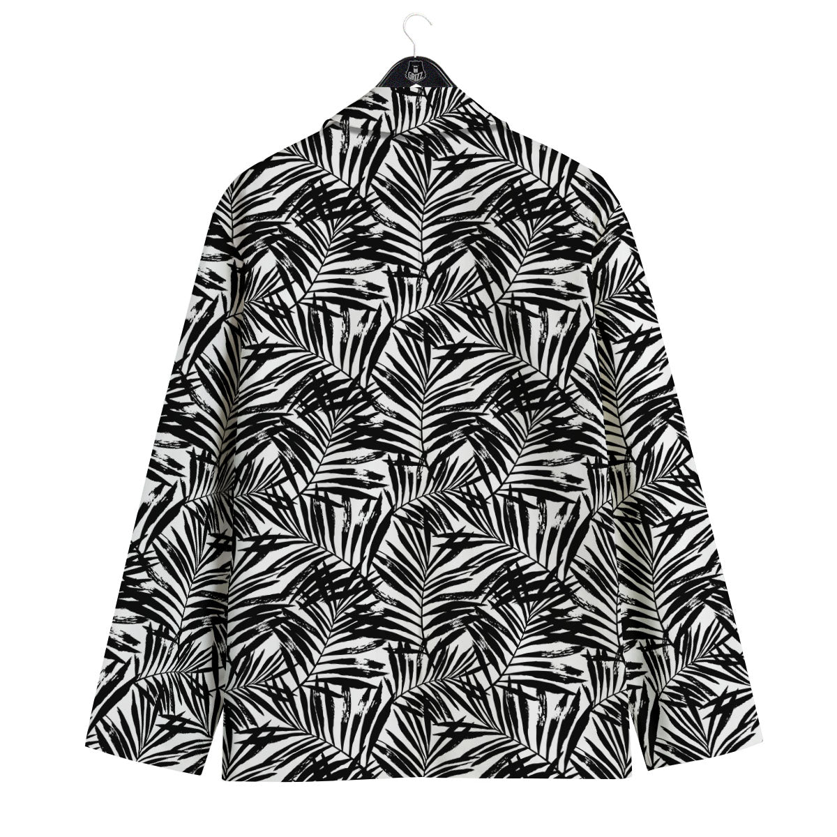 Tropical Palm Leaf White And Black Print Men's Sport Coat-grizzshop