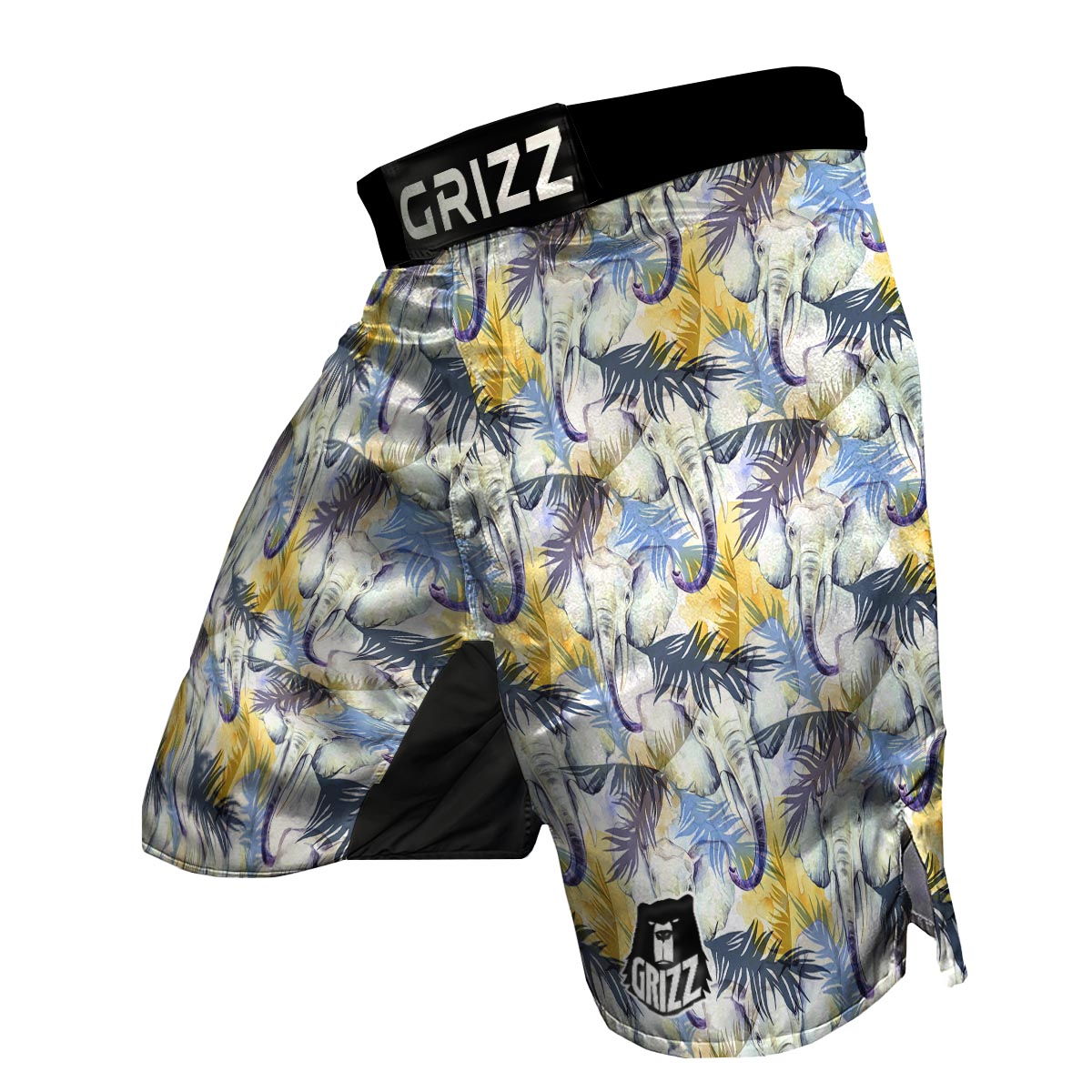 Tropical Palm Leave Elephant Print MMA Shorts-grizzshop