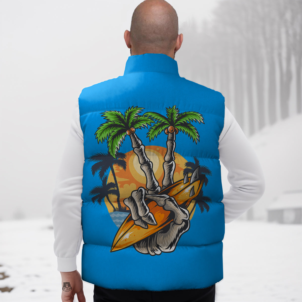 Tropical Palm Leaves Hawaiian Pattern Print Down Vest-grizzshop