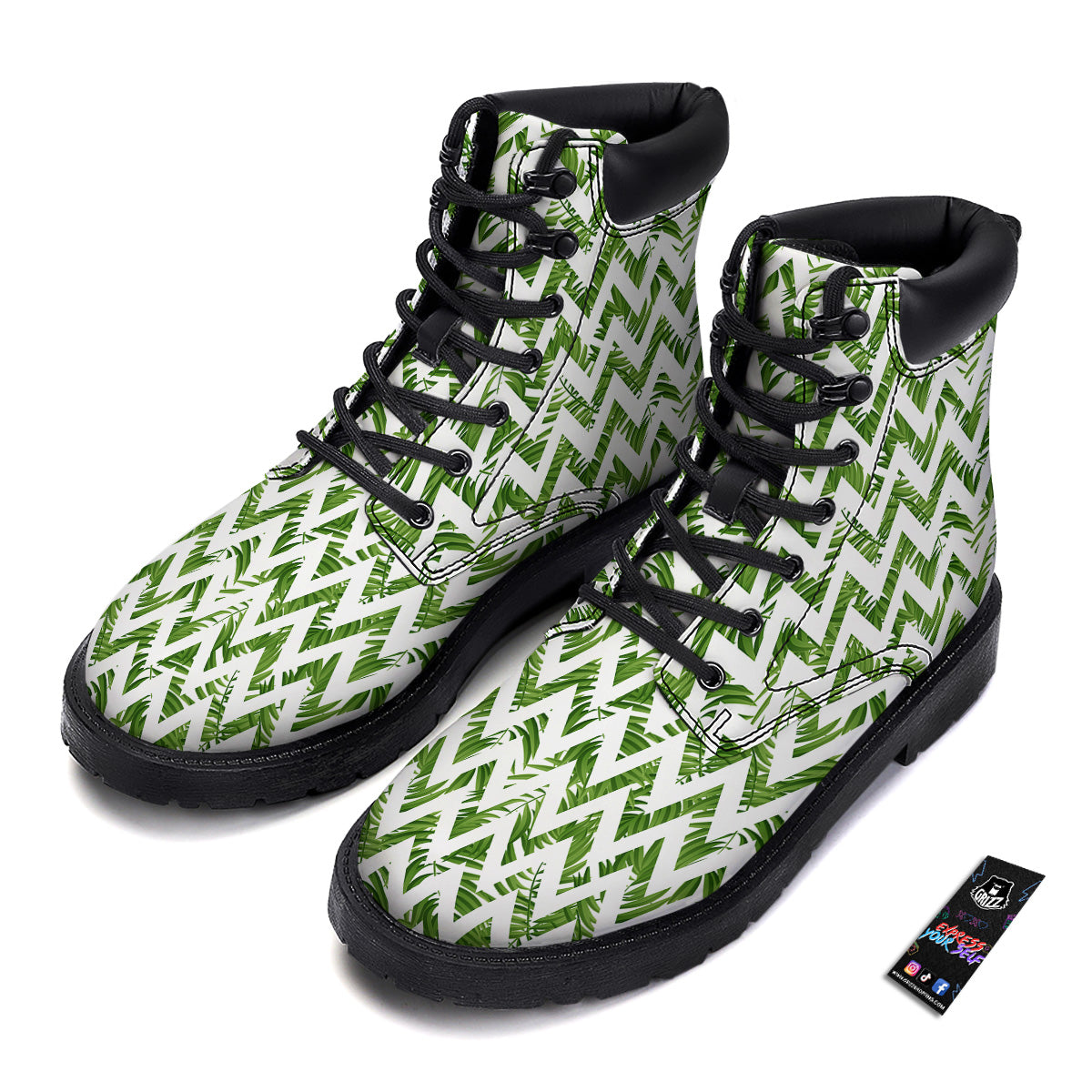Tropical Palm Leaves Tropical Zigzag Print Pattern Boots-grizzshop