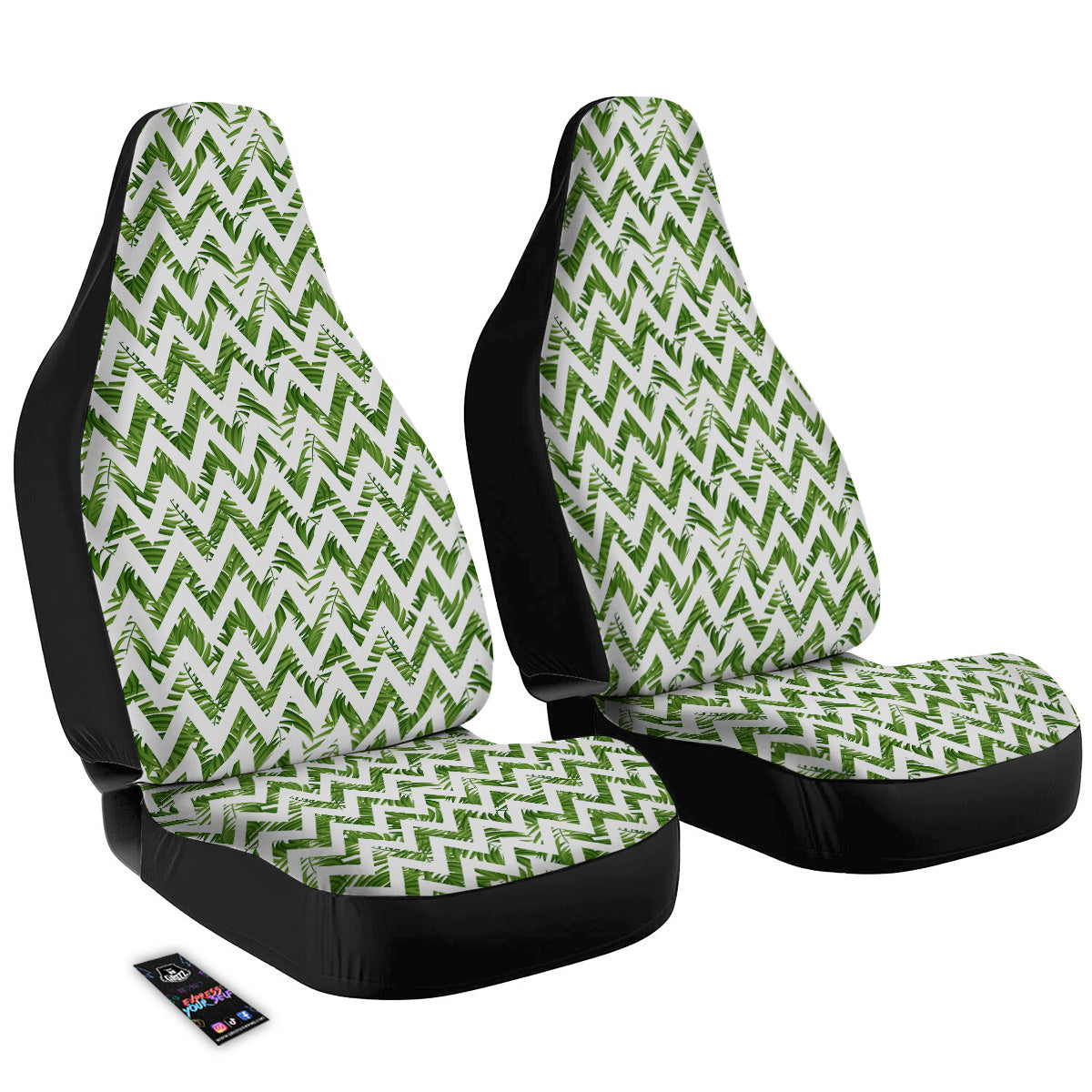 Tropical Palm Leaves Tropical Zigzag Print Pattern Car Seat Covers-grizzshop