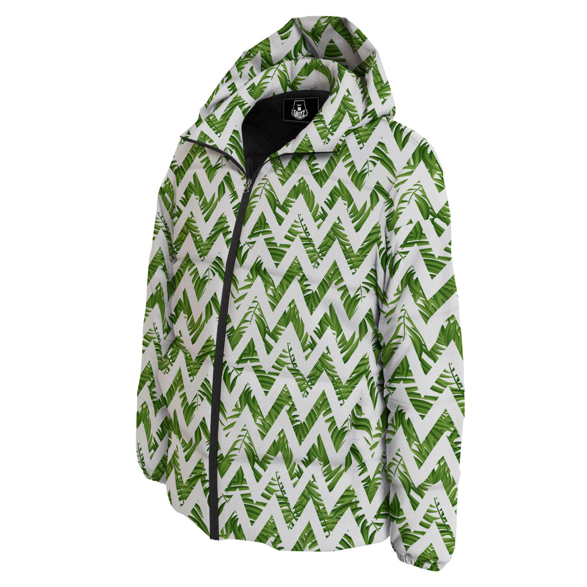 Tropical Palm Leaves Tropical Zigzag Print Pattern Down Jacket-grizzshop