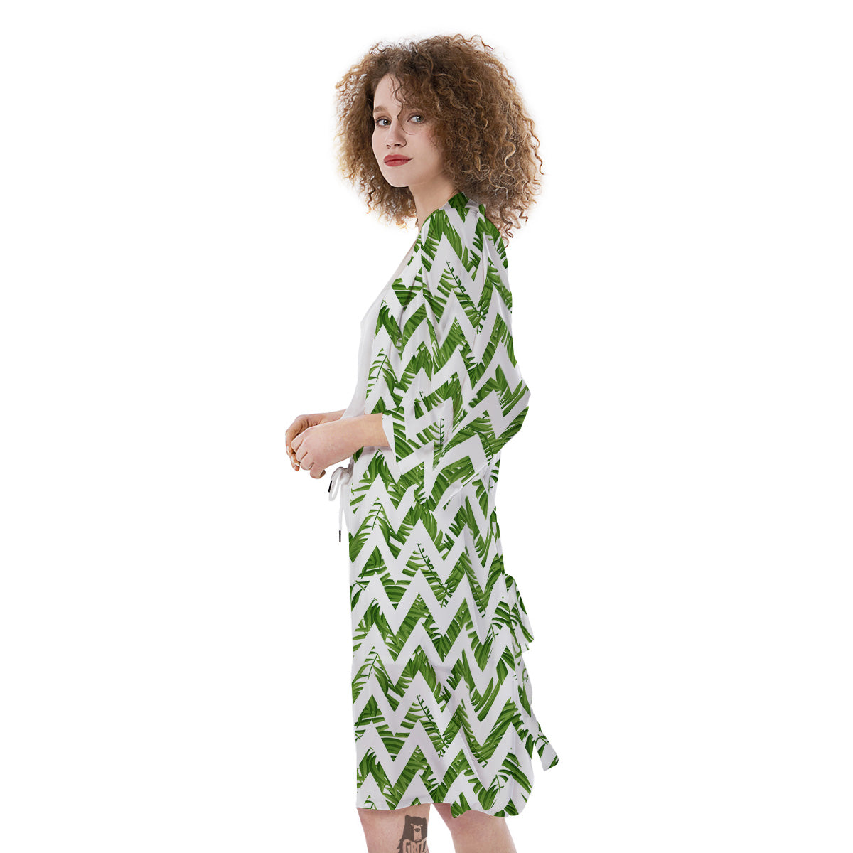 Tropical Palm Leaves Tropical Zigzag Print Pattern Kimono-grizzshop