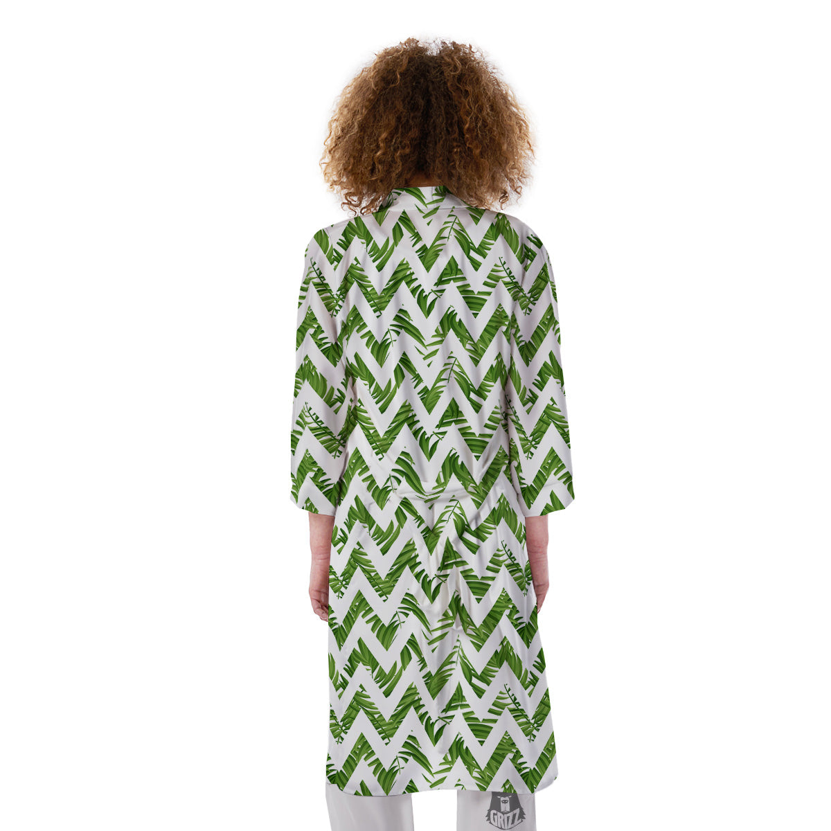 Tropical Palm Leaves Tropical Zigzag Print Pattern Kimono-grizzshop