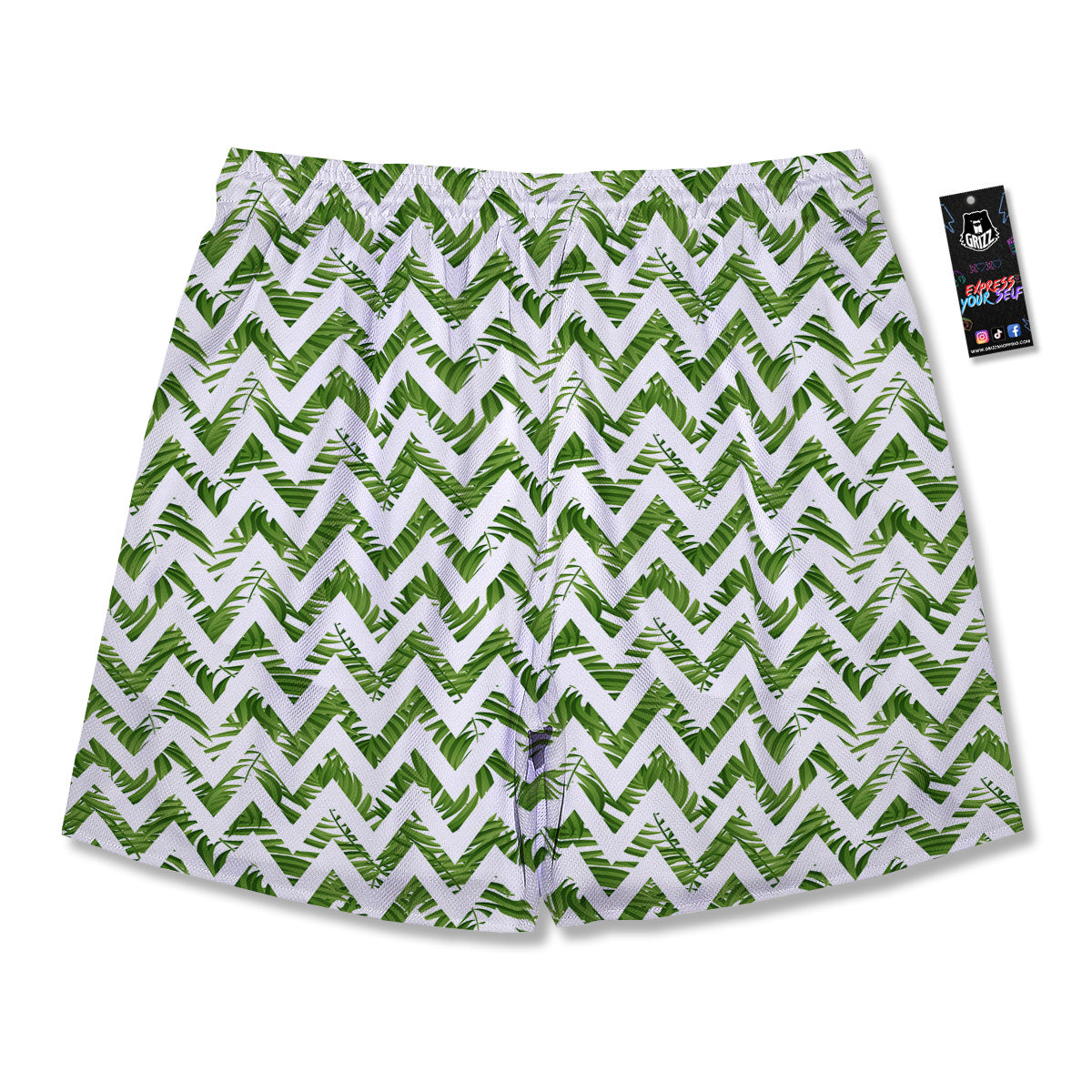Tropical Palm Leaves Tropical Zigzag Print Pattern Men's Running Shorts-grizzshop