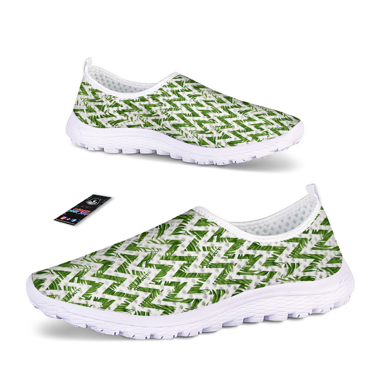 Tropical Palm Leaves Tropical Zigzag Print Pattern Nurse Shoes-grizzshop