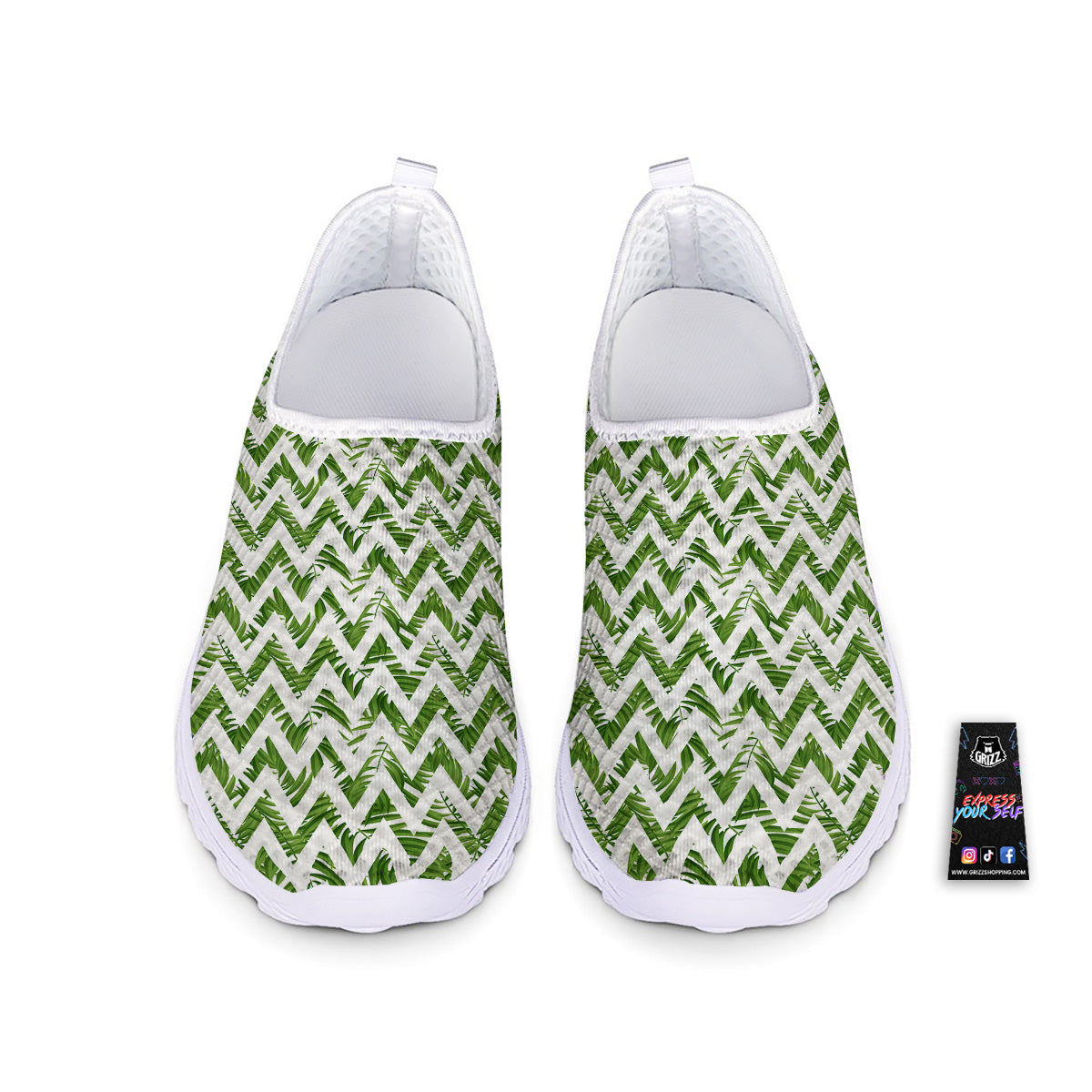 Tropical Palm Leaves Tropical Zigzag Print Pattern Nurse Shoes-grizzshop