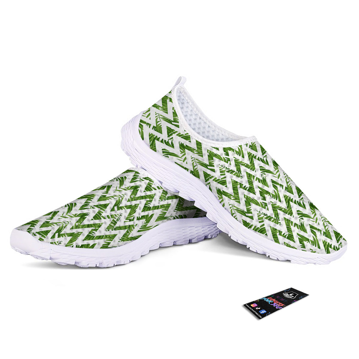 Tropical Palm Leaves Tropical Zigzag Print Pattern Nurse Shoes-grizzshop