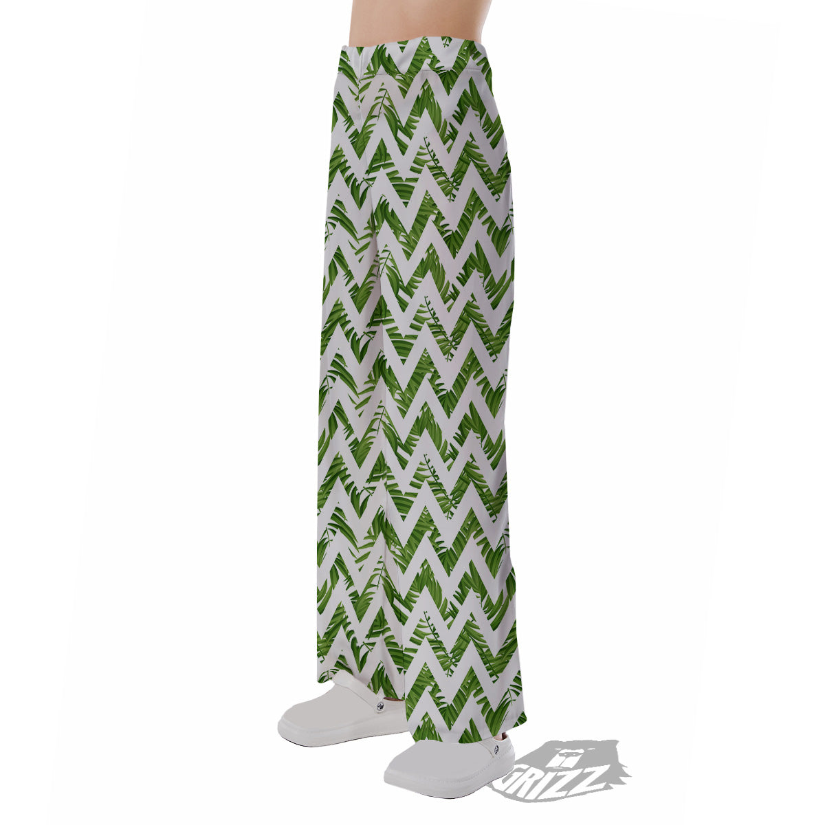 Tropical Palm Leaves Tropical Zigzag Print Pattern Pajama Pants-grizzshop