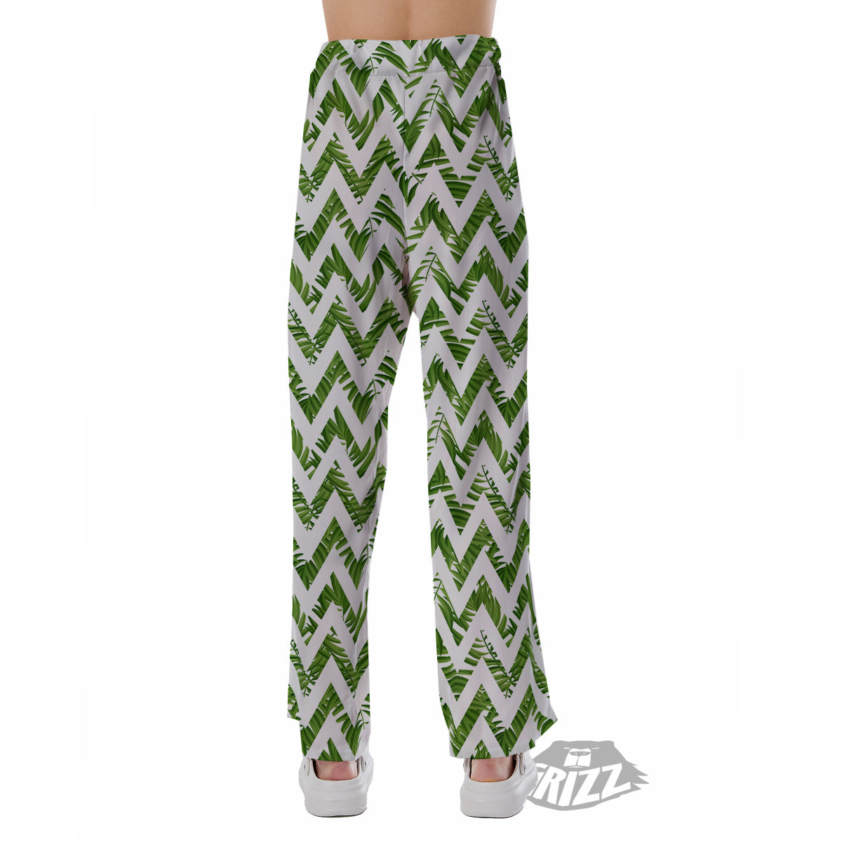 Tropical Palm Leaves Tropical Zigzag Print Pattern Pajama Pants-grizzshop