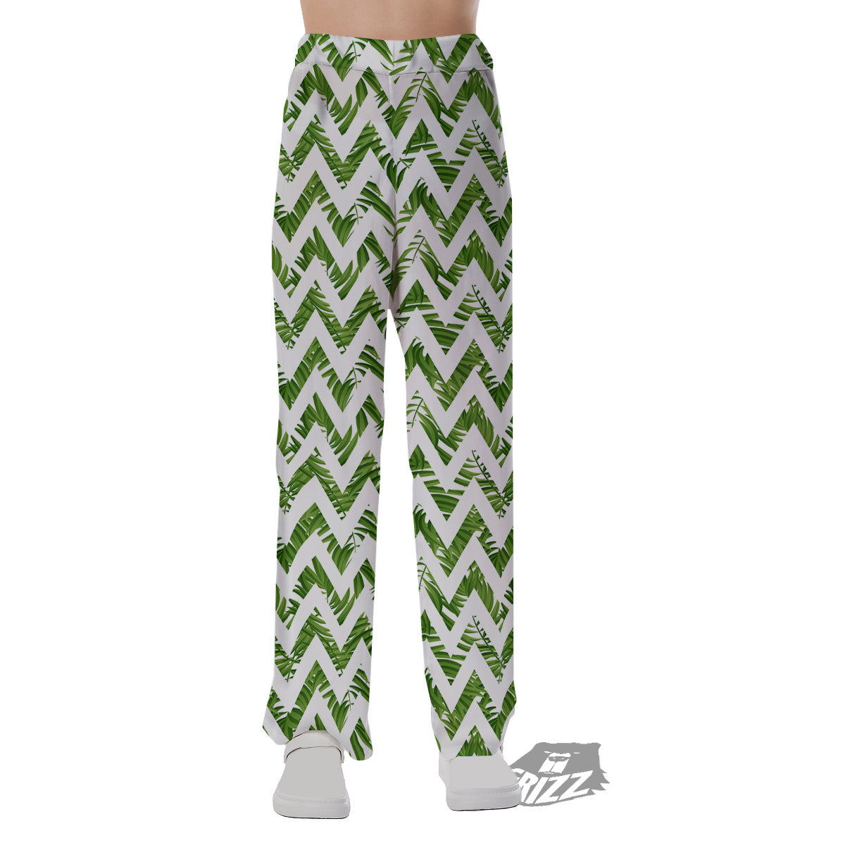 Tropical Palm Leaves Tropical Zigzag Print Pattern Pajama Pants-grizzshop
