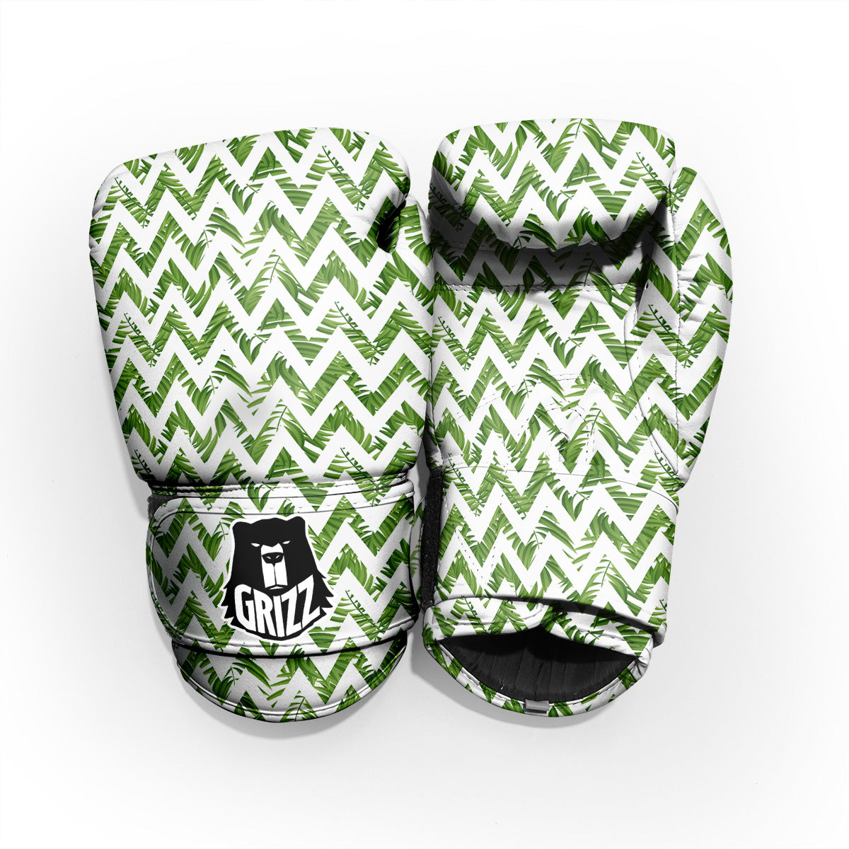Tropical Palm Leaves Tropical Zigzag Print Pattern Sparring Gloves-grizzshop