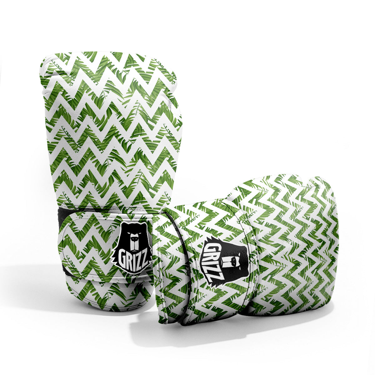 Tropical Palm Leaves Tropical Zigzag Print Pattern Sparring Gloves-grizzshop