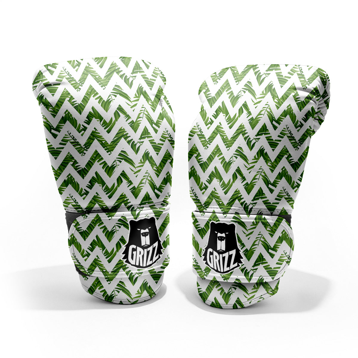 Tropical Palm Leaves Tropical Zigzag Print Pattern Sparring Gloves-grizzshop