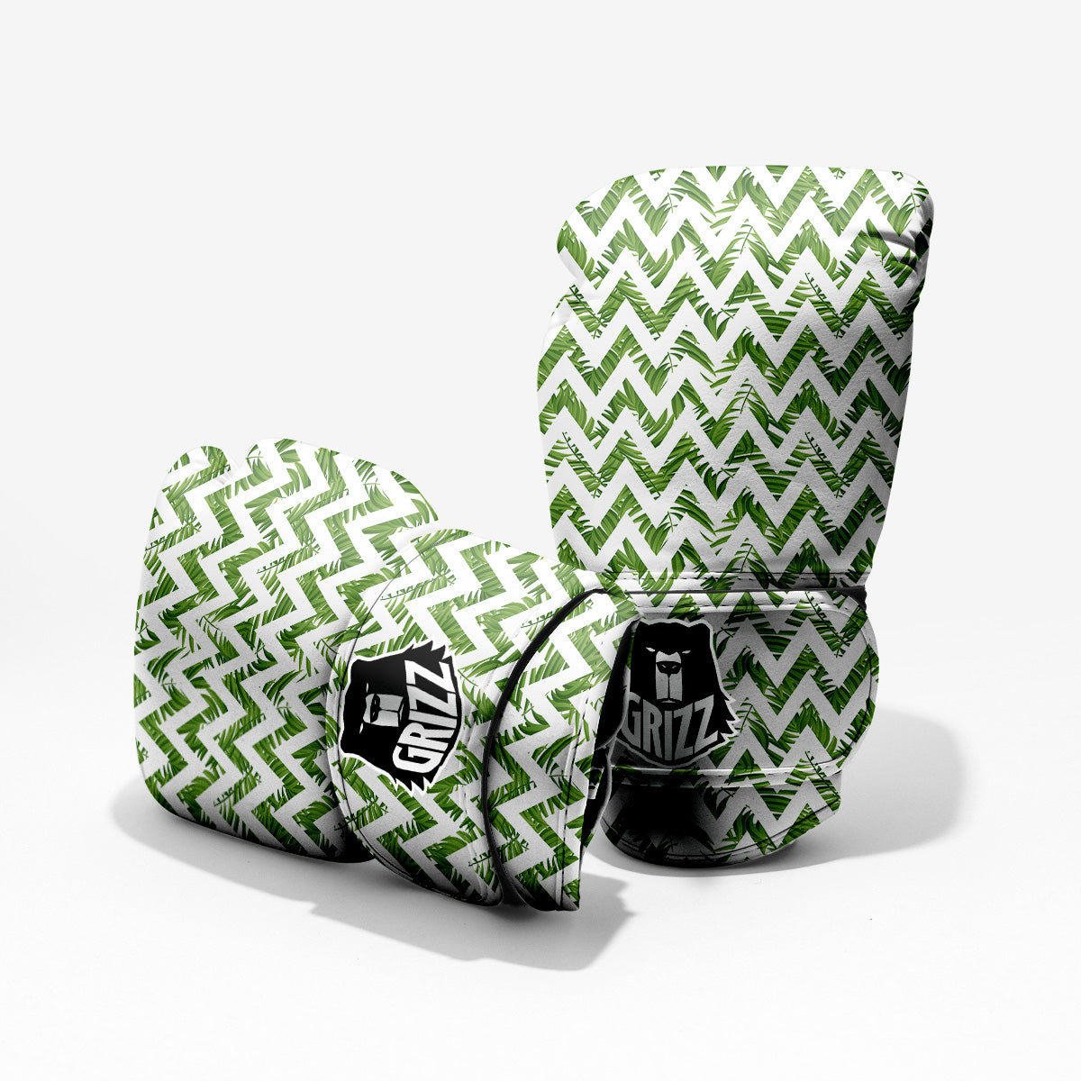 Tropical Palm Leaves Tropical Zigzag Print Pattern Sparring Gloves-grizzshop