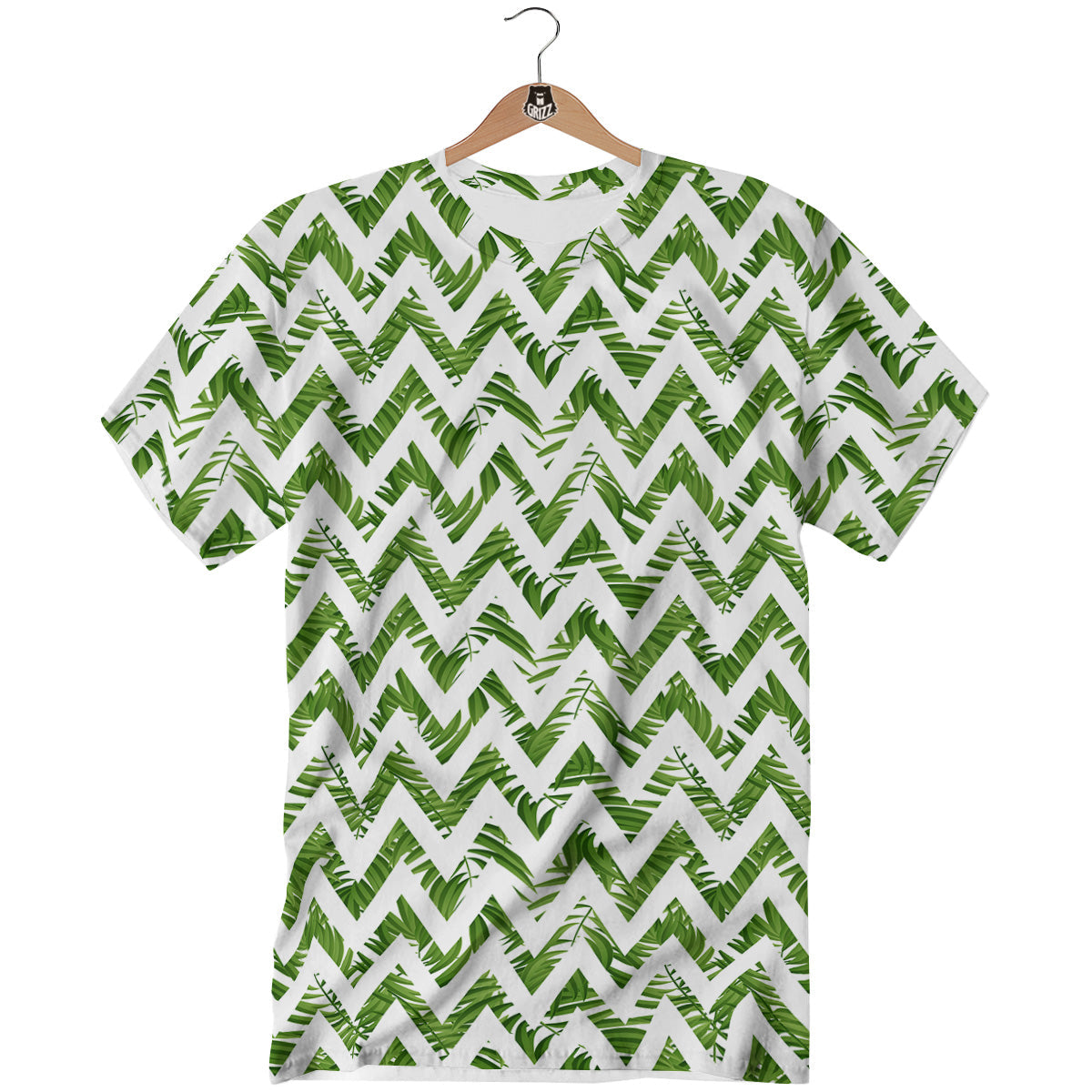 Tropical Palm Leaves Tropical Zigzag Print Pattern T-Shirt-grizzshop