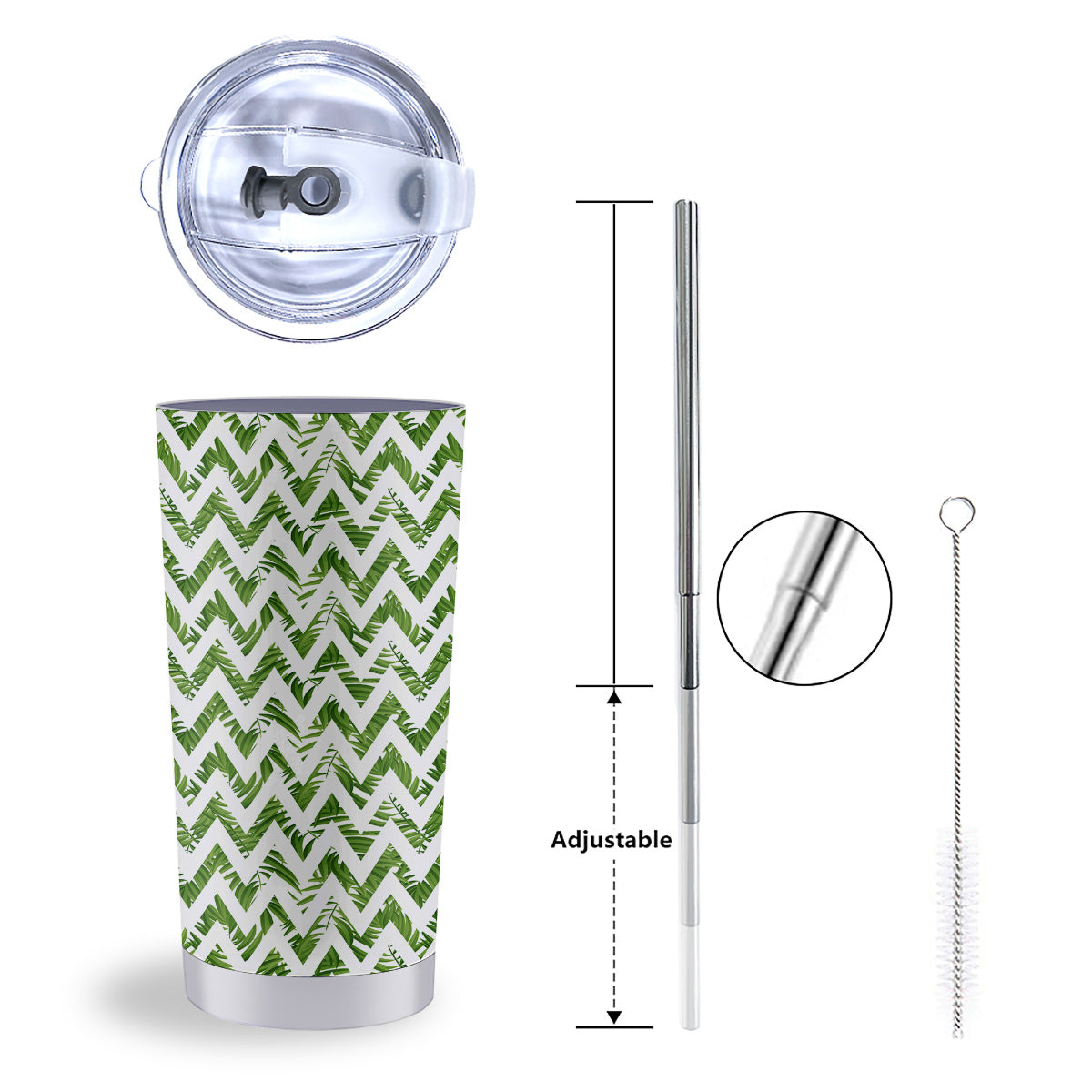 Tropical Palm Leaves Tropical Zigzag Print Pattern Tumbler-grizzshop