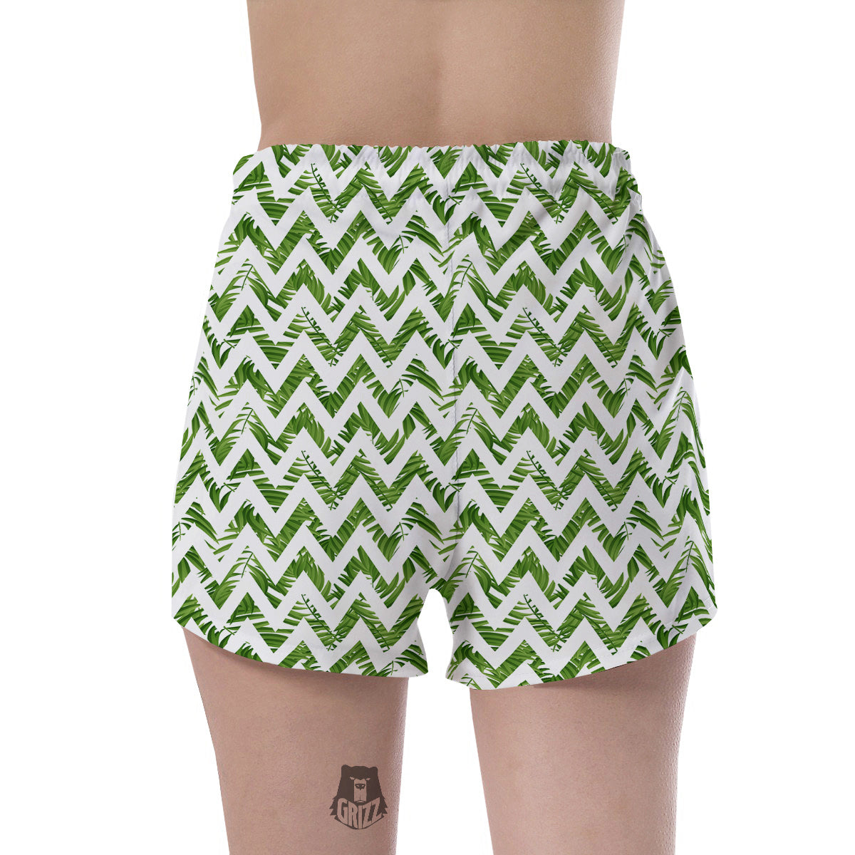 Tropical Palm Leaves Tropical Zigzag Print Pattern Women's Shorts-grizzshop