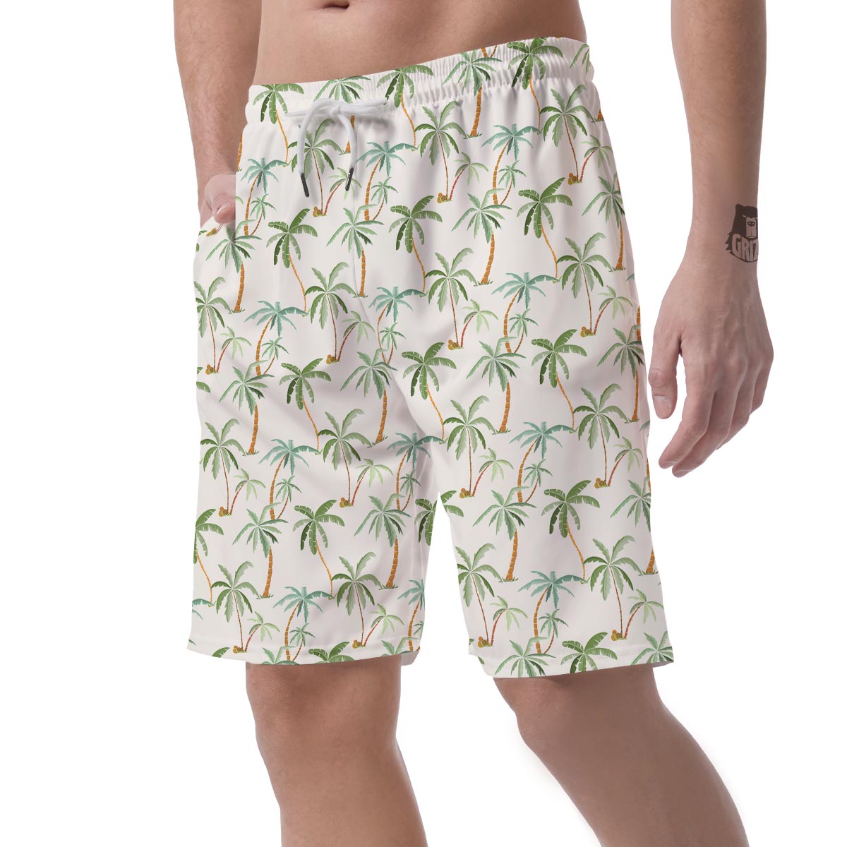 Tropical Palm Tree Hawaiian Print Men's Shorts-grizzshop