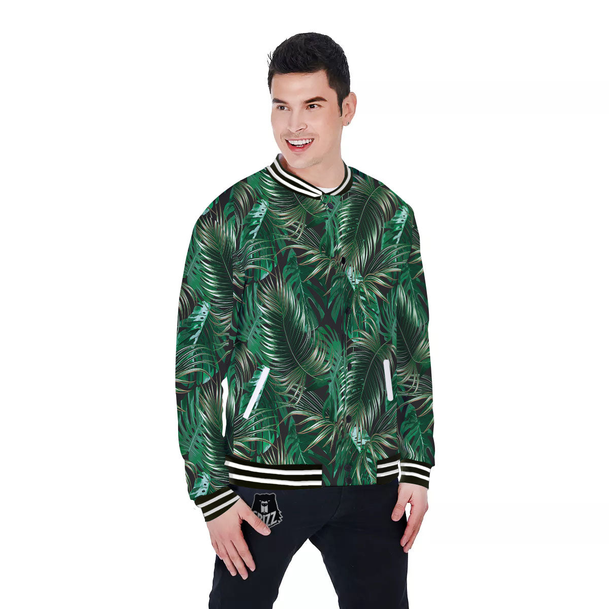 Tropical Palm Tree Print Pattern Baseball Jacket-grizzshop