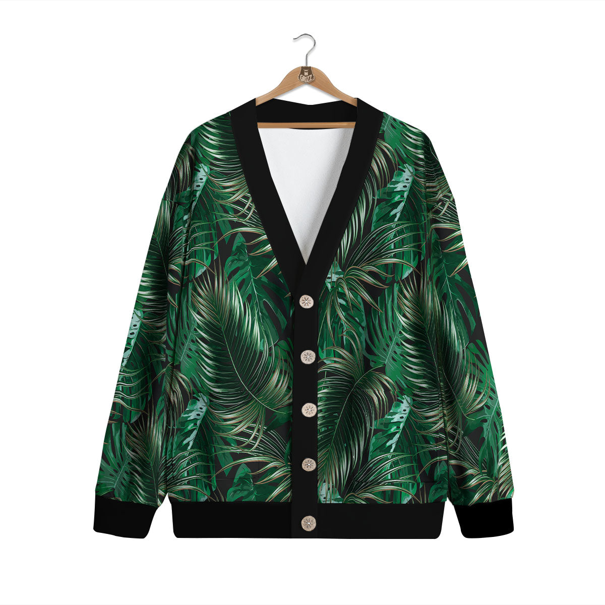 Tropical Palm Tree Print Pattern Cardigan-grizzshop
