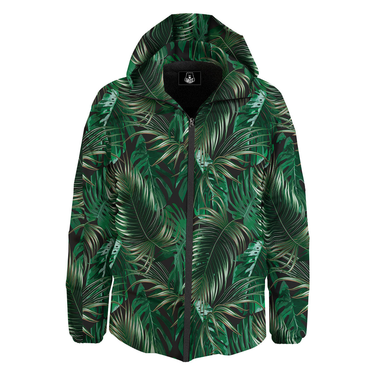 Tropical Palm Tree Print Pattern Down Jacket-grizzshop