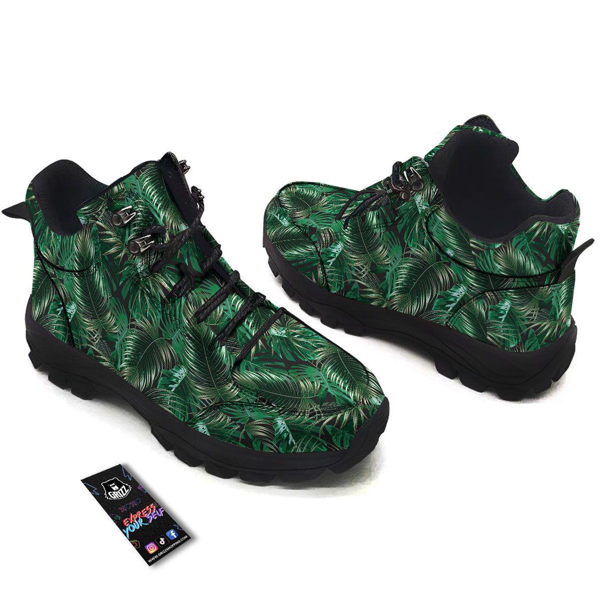 Tropical Palm Tree Print Pattern Hiking Shoes-grizzshop