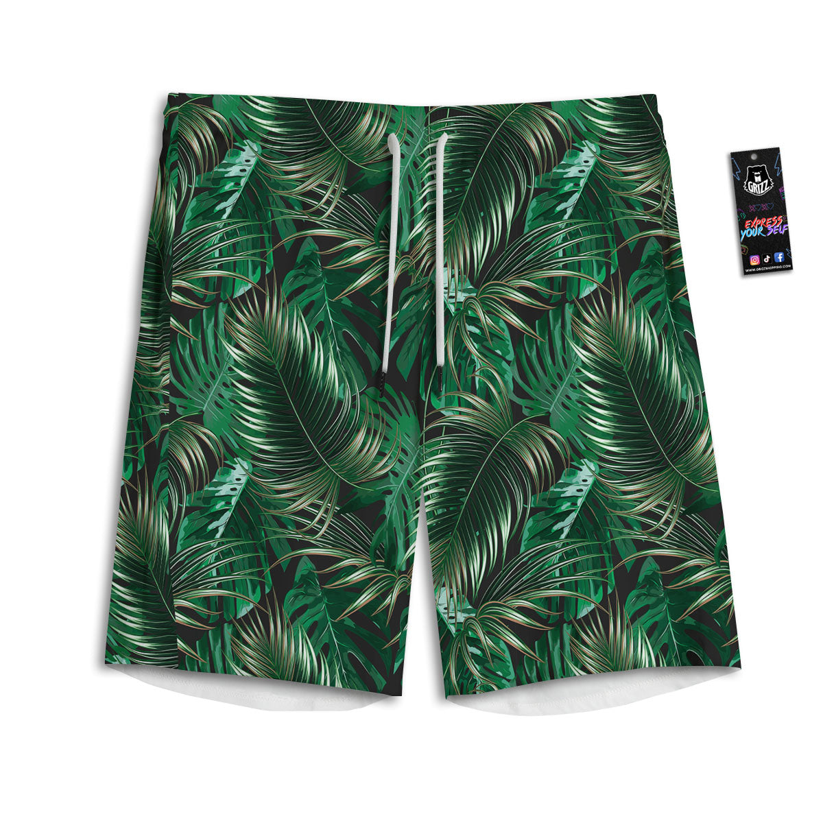 Tropical Palm Tree Print Pattern Men's Athletic Shorts