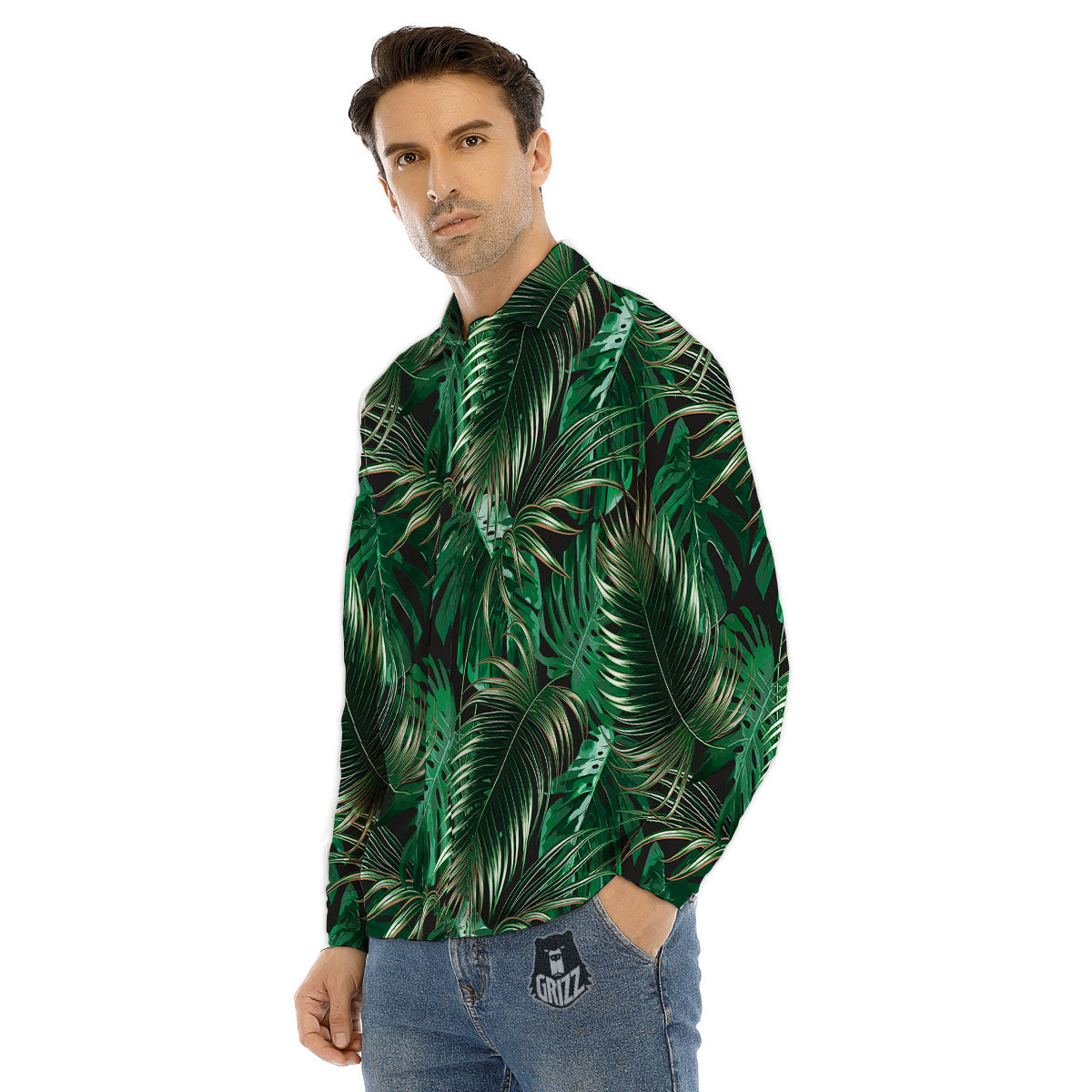 Tropical Palm Tree Print Pattern Men's Dress Shirts-grizzshop