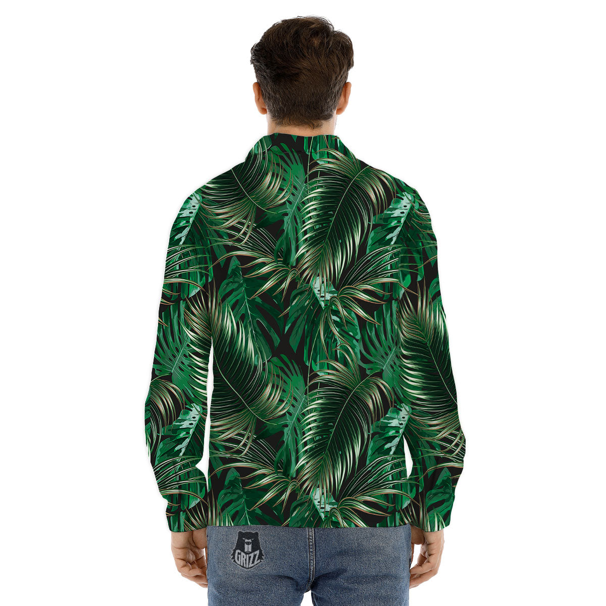 Tropical Palm Tree Print Pattern Men's Dress Shirts-grizzshop