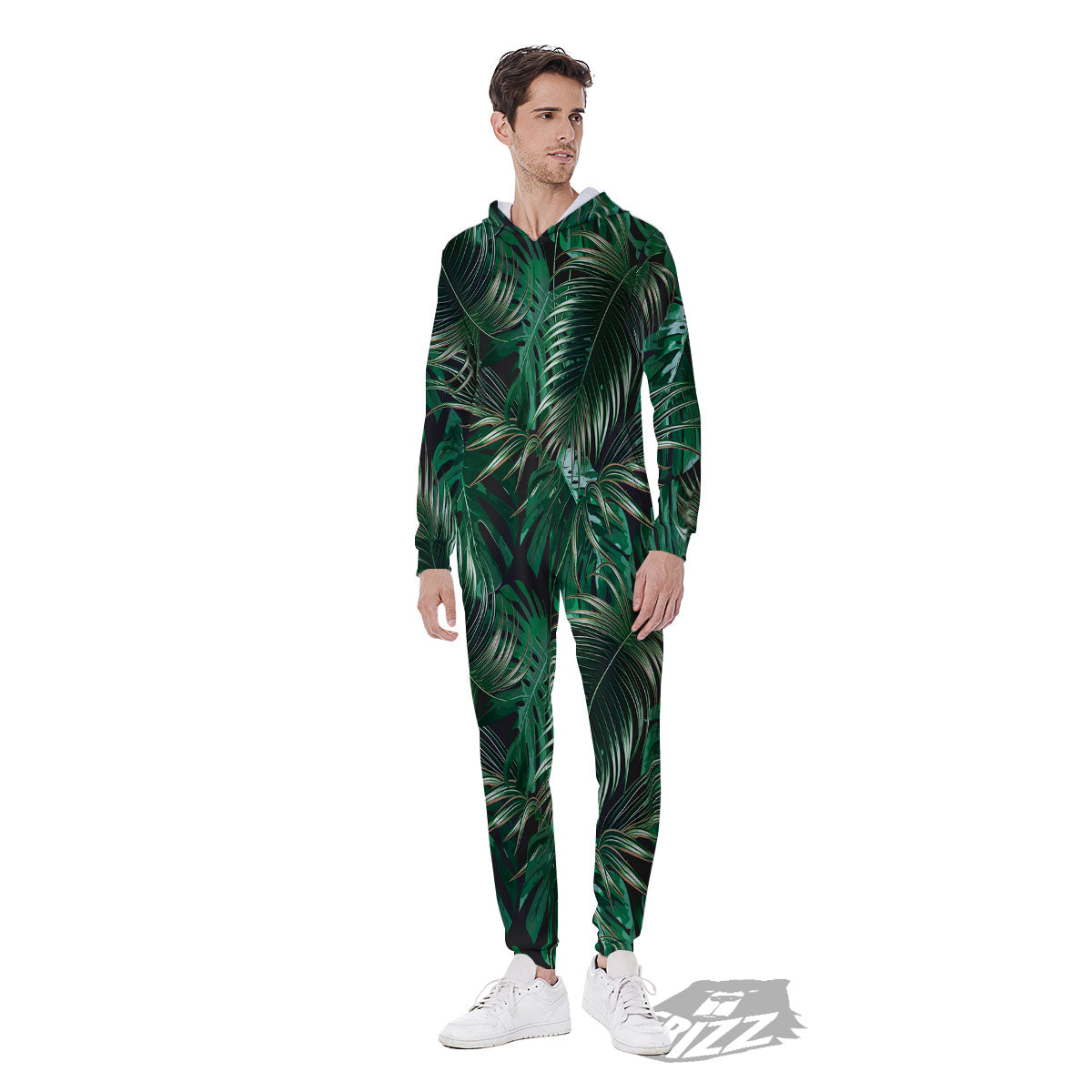 Tropical Palm Tree Print Pattern Men's Jumpsuit-grizzshop