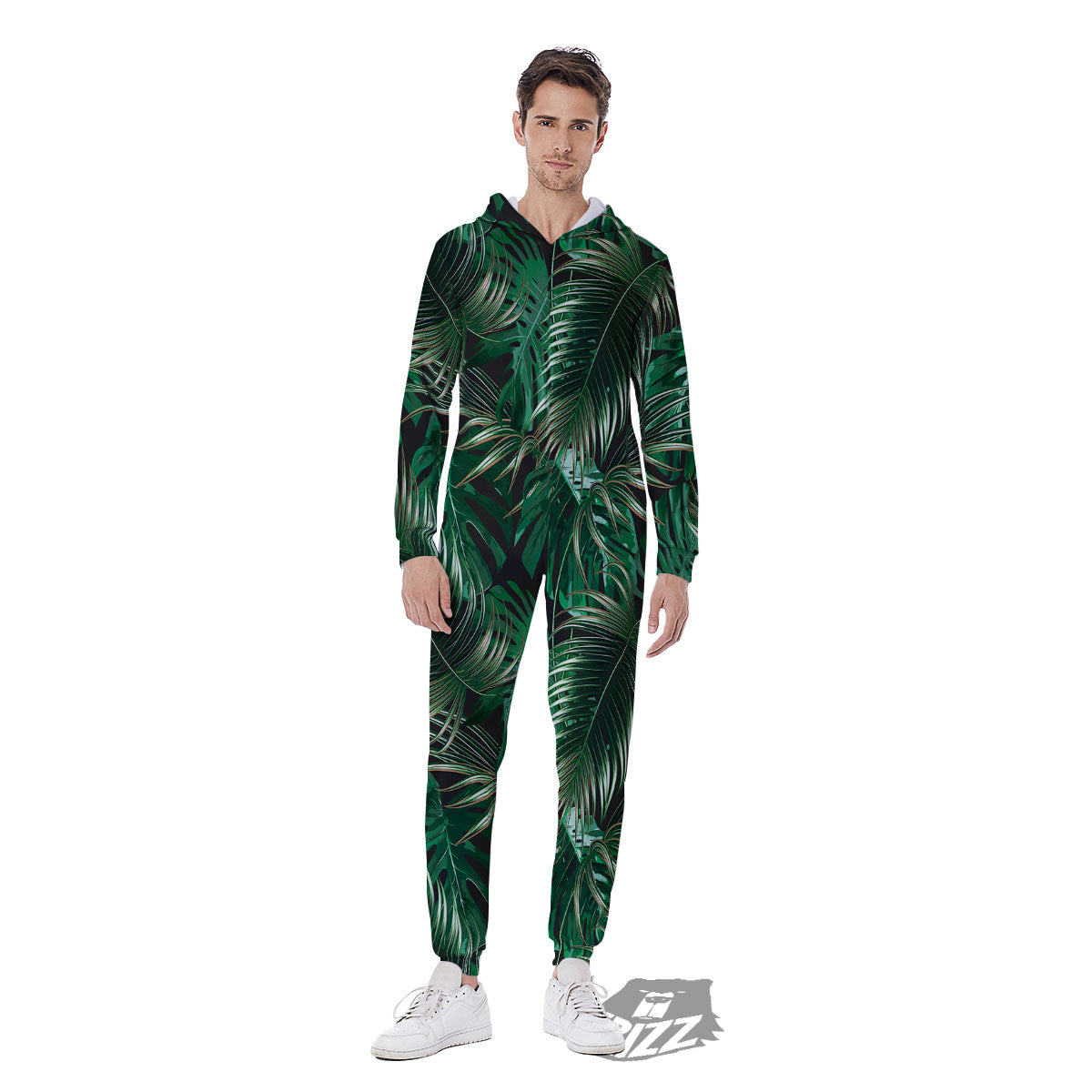 Tropical Palm Tree Print Pattern Men's Jumpsuit-grizzshop