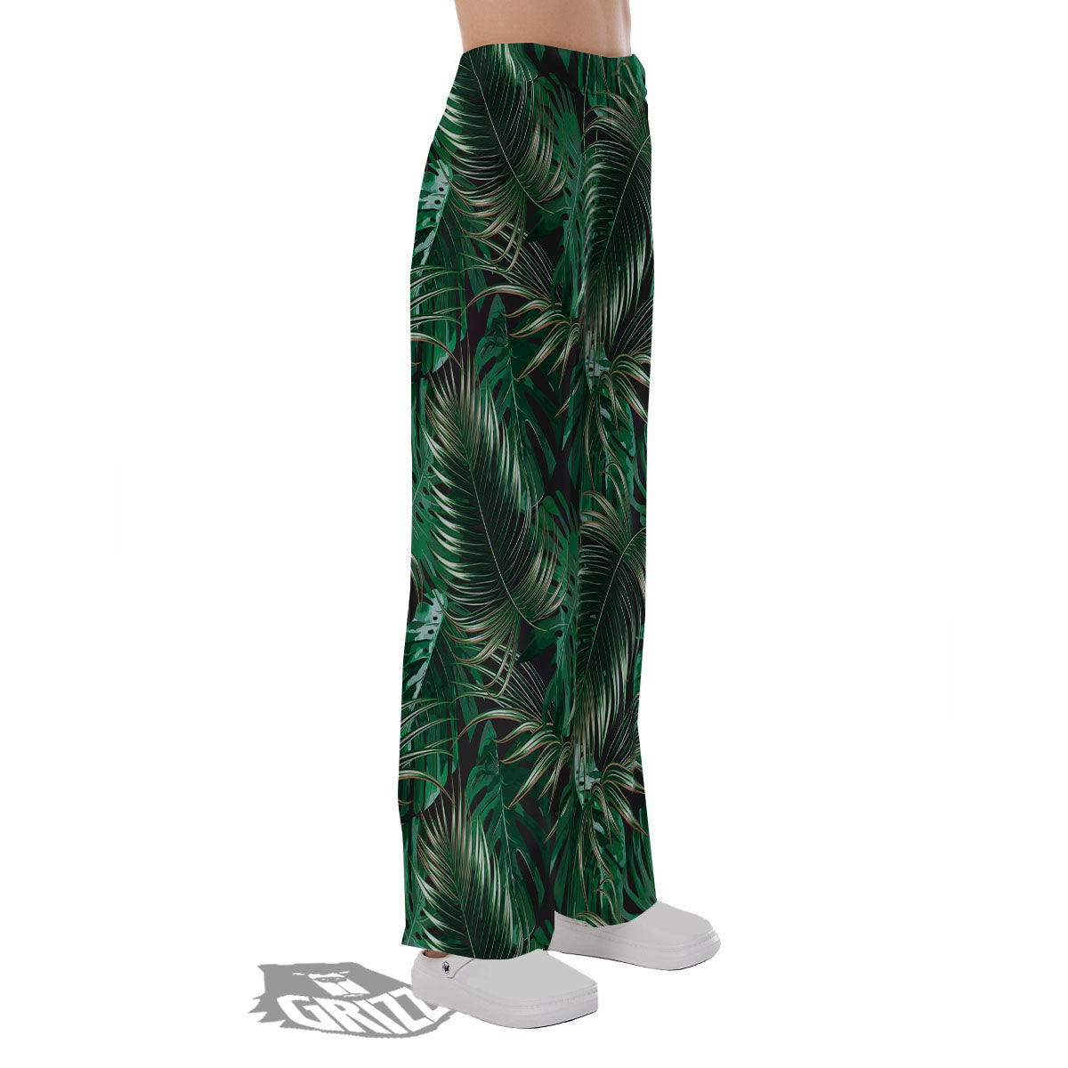 Tropical Palm Tree Print Pattern Pajama Pants-grizzshop