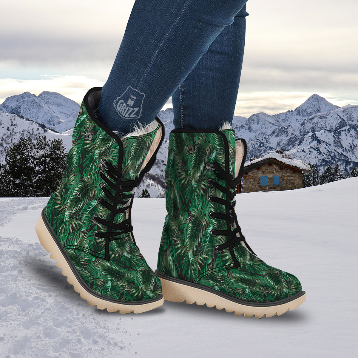 Tropical Palm Tree Print Pattern Snow Boots-grizzshop