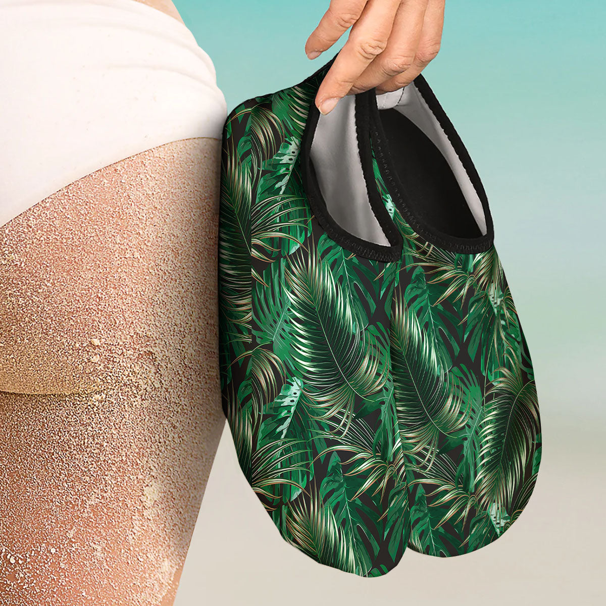 Tropical Palm Tree Print Pattern Water Shoes-grizzshop