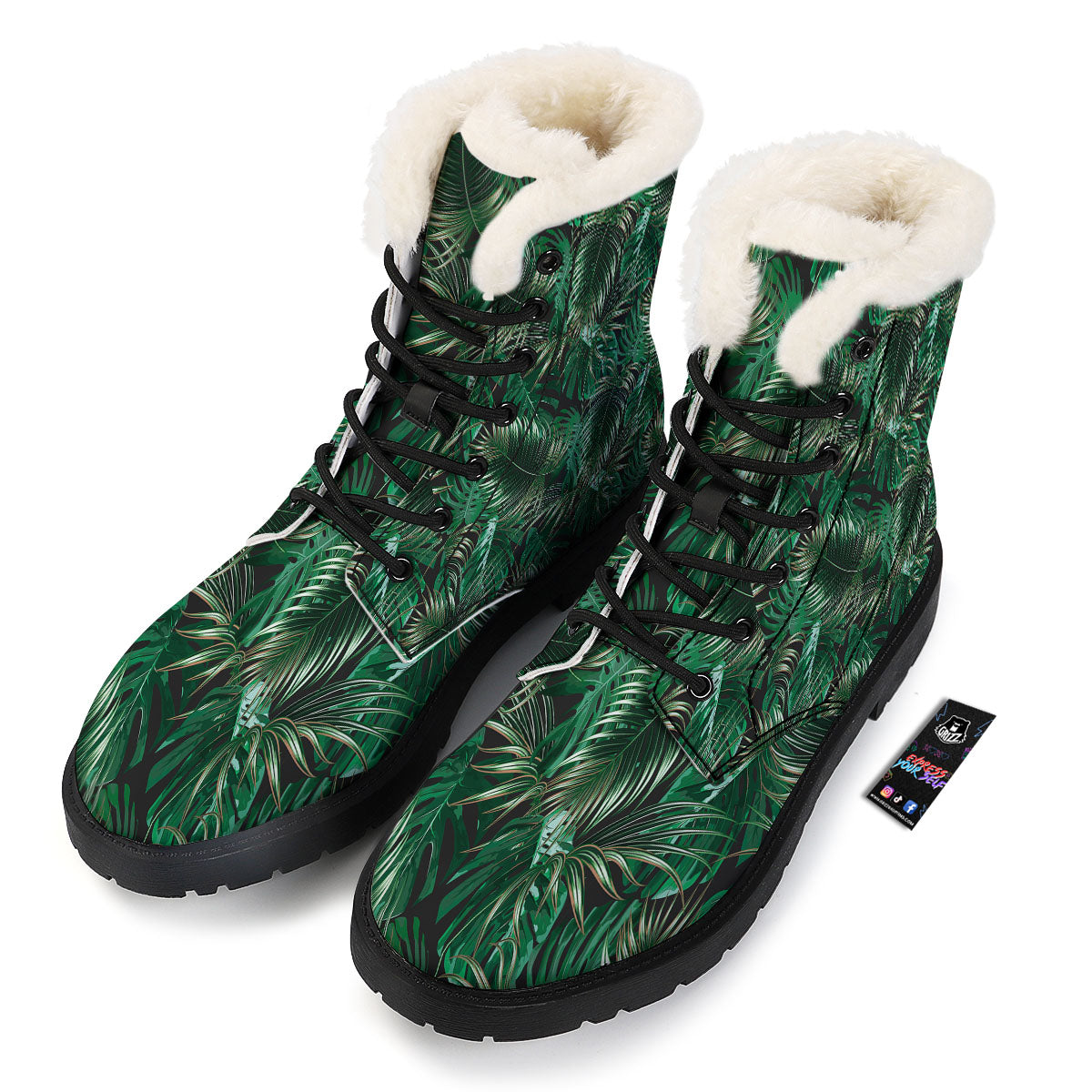 Tropical Palm Tree Print Pattern Winter Boots-grizzshop