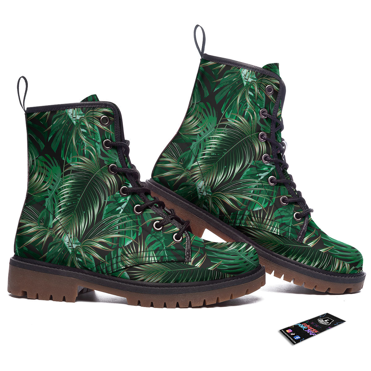 Tropical Palm Tree Print Pattern Work Boots-grizzshop