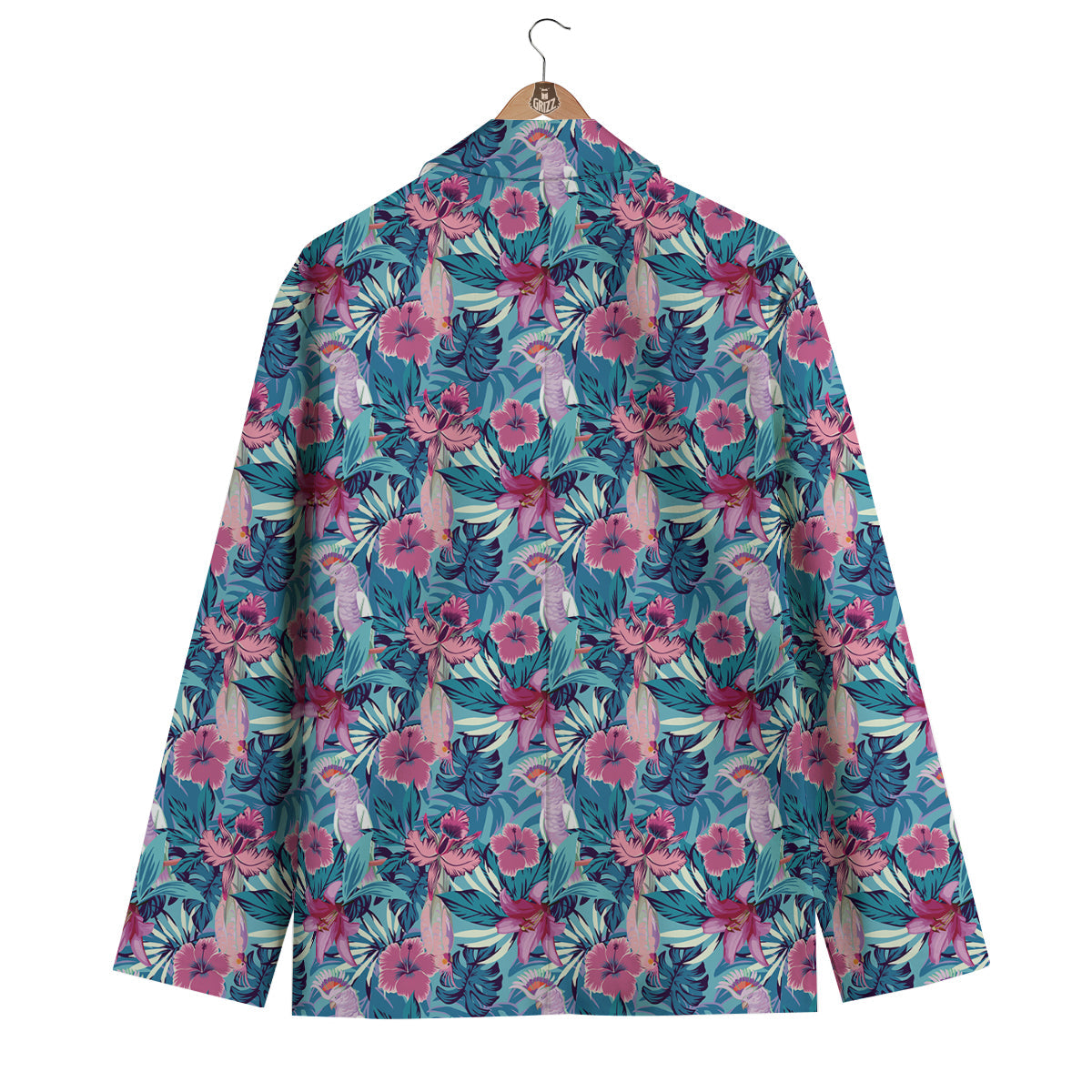 Tropical Parrot Print Men's Blazer-grizzshop