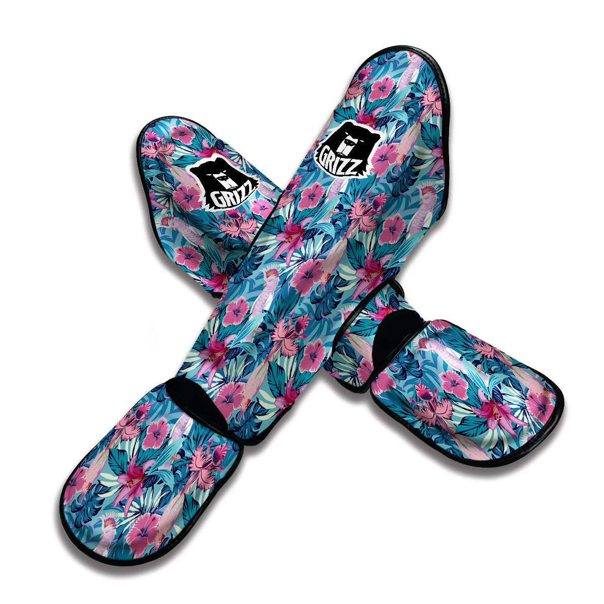 Tropical Parrot Print Muay Thai Shin Guards-grizzshop