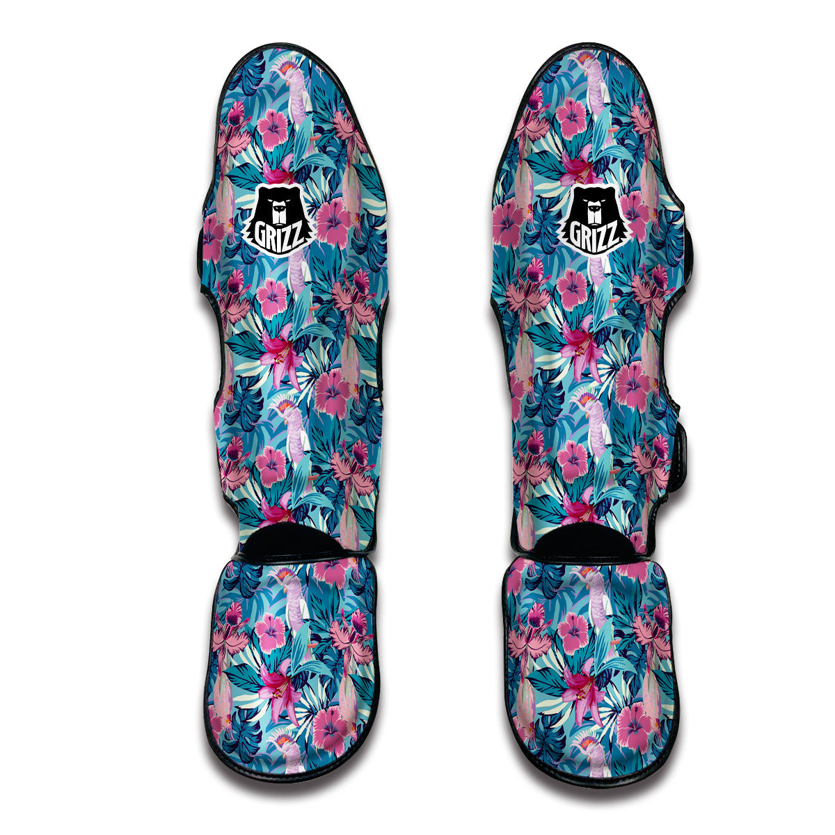 Tropical Parrot Print Muay Thai Shin Guards-grizzshop