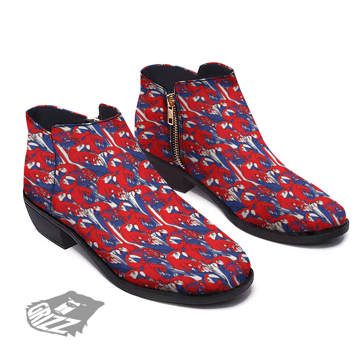 Tropical Parrot Print Pattern Ankle Boots-grizzshop