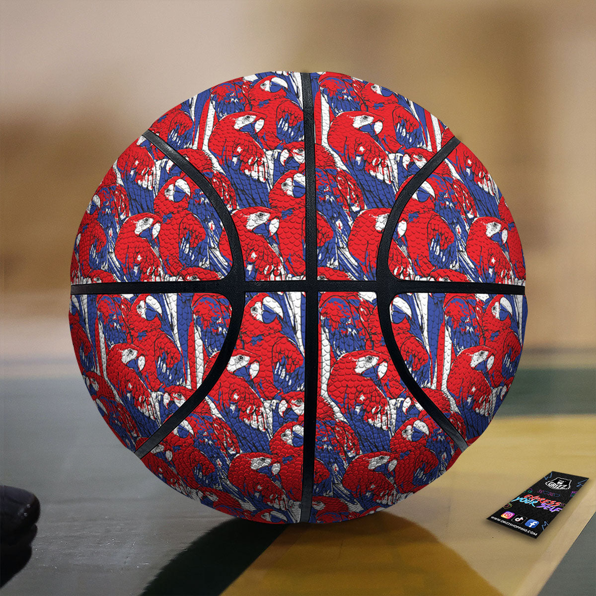 Tropical Parrot Print Pattern Basketball-grizzshop