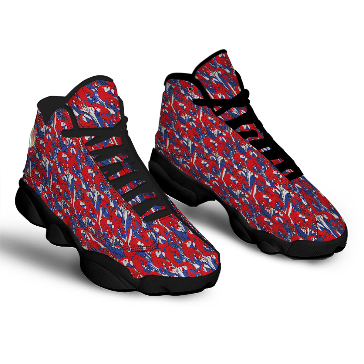 Tropical Parrot Print Pattern Black Basketball Shoes-grizzshop