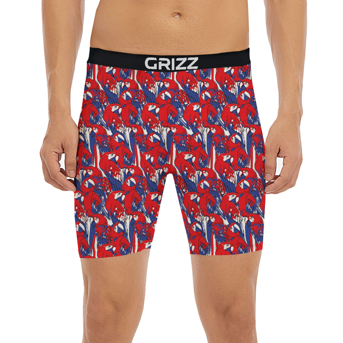 Tropical Parrot Print Pattern Boxer Briefs-grizzshop