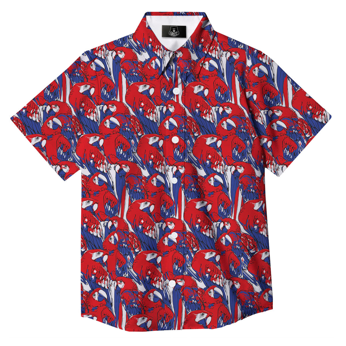 Tropical Parrot Print Pattern Button Up Shirt-grizzshop