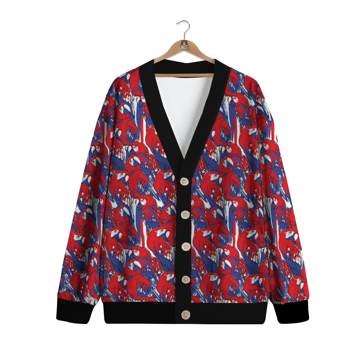 Tropical Parrot Print Pattern Cardigan-grizzshop