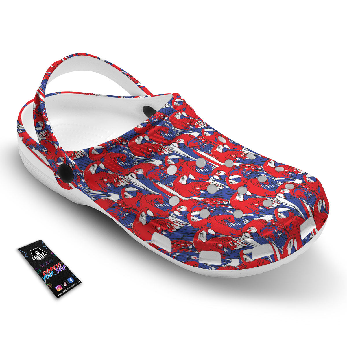 Tropical Parrot Print Pattern Clog-grizzshop