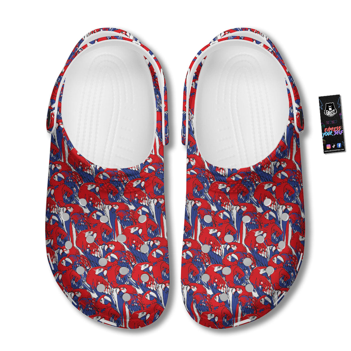 Tropical Parrot Print Pattern Clog-grizzshop