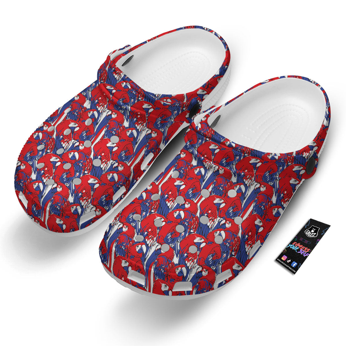 Tropical Parrot Print Pattern Clog-grizzshop